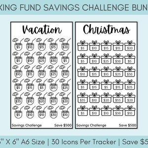 Savings Challenge Printable | Savings Challenge Bundle | A6 Sized Mini Savings Challenge Trackers | 500 Savings Challenge | Set Of 10