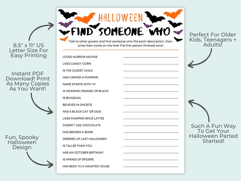 Halloween Party Game Printable Halloween Party Games Etsy
