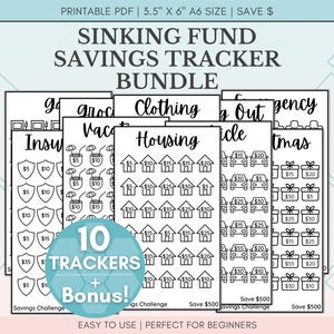 Paquete imprimible del Desafío de Ahorro A6 / Rastreador de Fondos de Amortización (PDF)