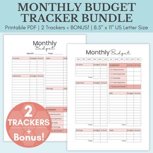 Monthly Budget Tracker Bundle | Printable Budget Sheets | Budget Planner PDF | Simple Financial Tracker | Money Management Tools