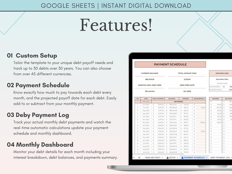 Debt Snowball Spreadsheet Google Sheets, Debt Payoff Tracker Spreadsheet, Debt Snowball Calculator Template