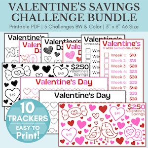 Valentine&#39;s Day Savings Challenge | A6 Savings Challenge | Savings Challenge Printable | Money Saving Challenge | 500 Savings Challenge