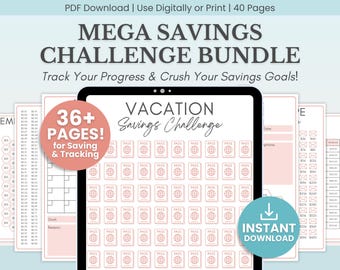 Savings Challenge Printable Bundle | 36 Pink Tracker Pages (PDF Download)