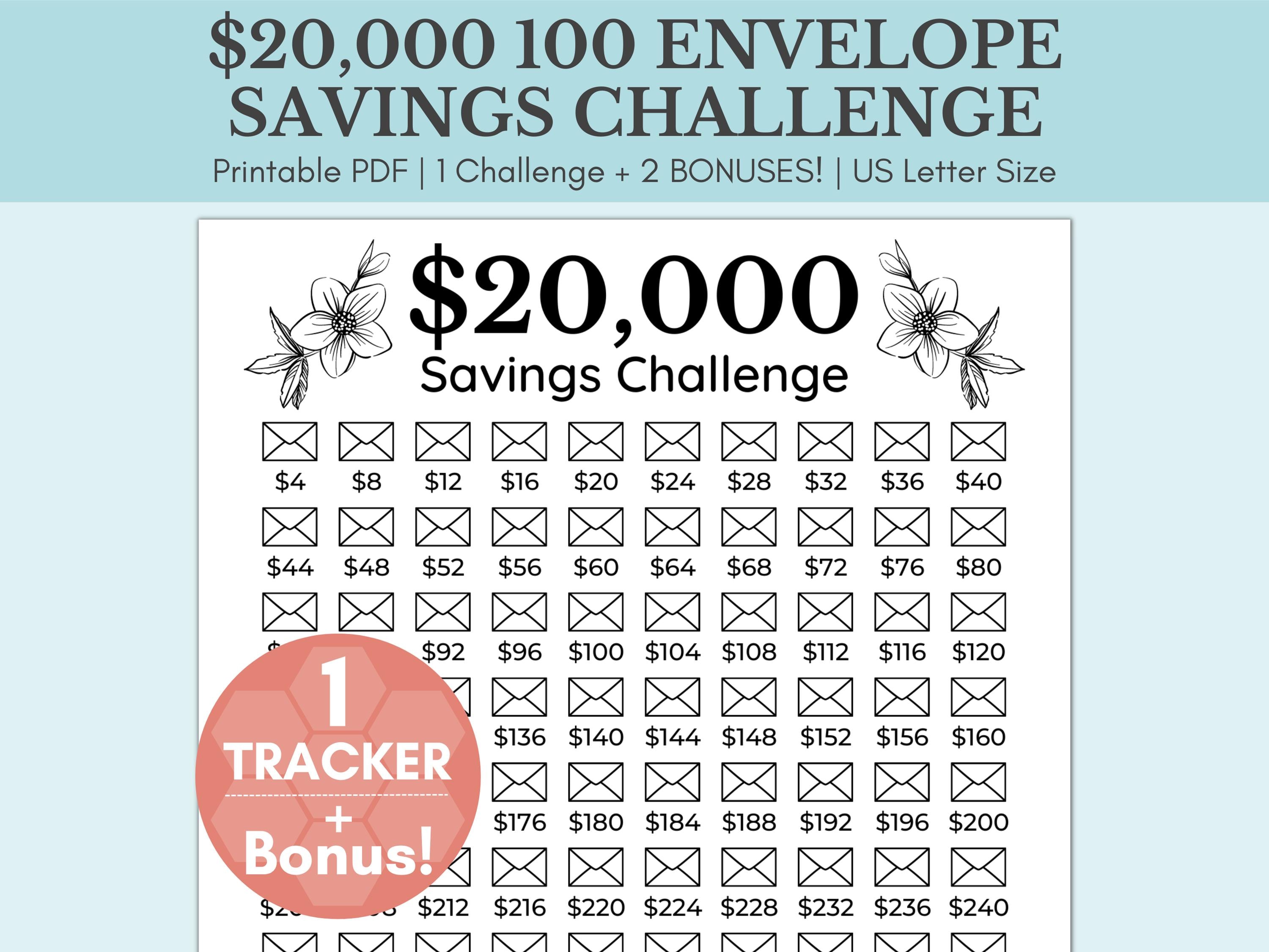 20000 Savings Challenge Printable | 20,000 Savings Challenge | 100 ...