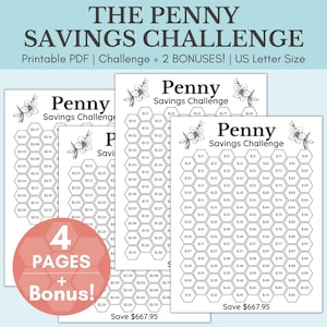 Penny Saving Challenge Printable | Penny Savings Challenge | Low Income Savings Challenge Printable | Low Income Savings | Save 667.95