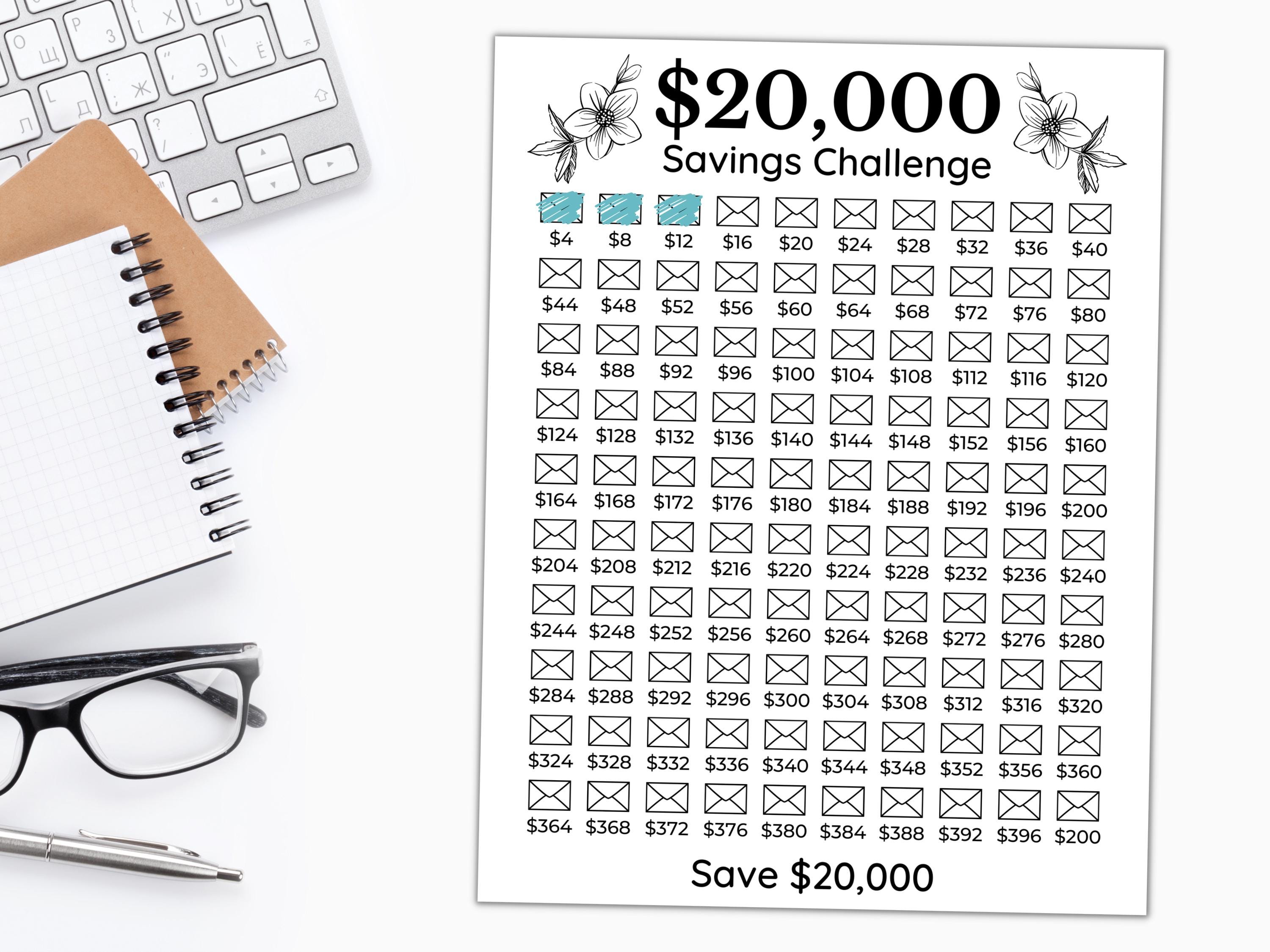 20000 Savings Challenge Printable | 20,000 Savings Challenge | 100 ...