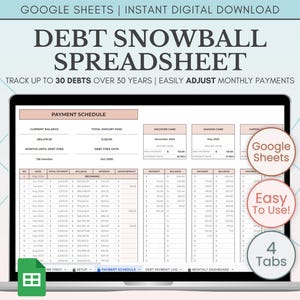 Debt Snowball Spreadsheet Google Sheets, Debt Payoff Tracker Spreadsheet, Debt Snowball Calculator Template