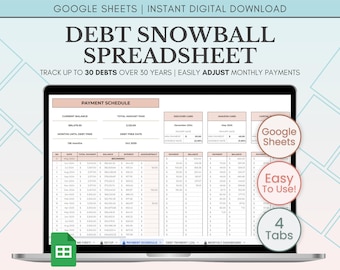 Debt Snowball Spreadsheet Google Sheets, Debt Payoff Tracker Spreadsheet, Debt Snowball Calculator Template