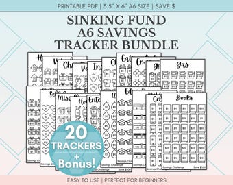 Sinking Fund Savings Tracker-bundel, A6 Cash Stuffing Trackers, Afdrukbare Sinking Funds Planner, Budget Savings Printables