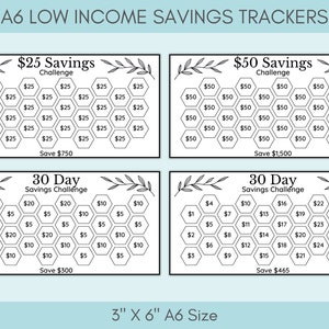 Low Income Savings Challenge Printable Money Saving Challenge Bundle A6 ...