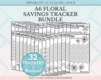 A6 Floral Savings Challenge Printable Bundle (PDF)