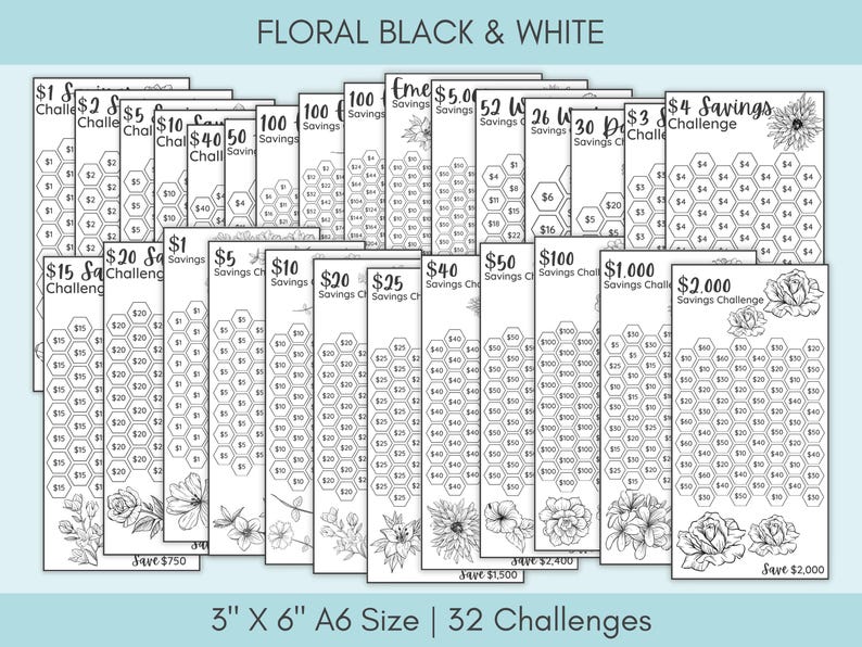 Ultimate Savings Challenge Bundle, 100 Savings Trackers Printable, A6 Cash Stuffing Challenges, Money Saving Tracker