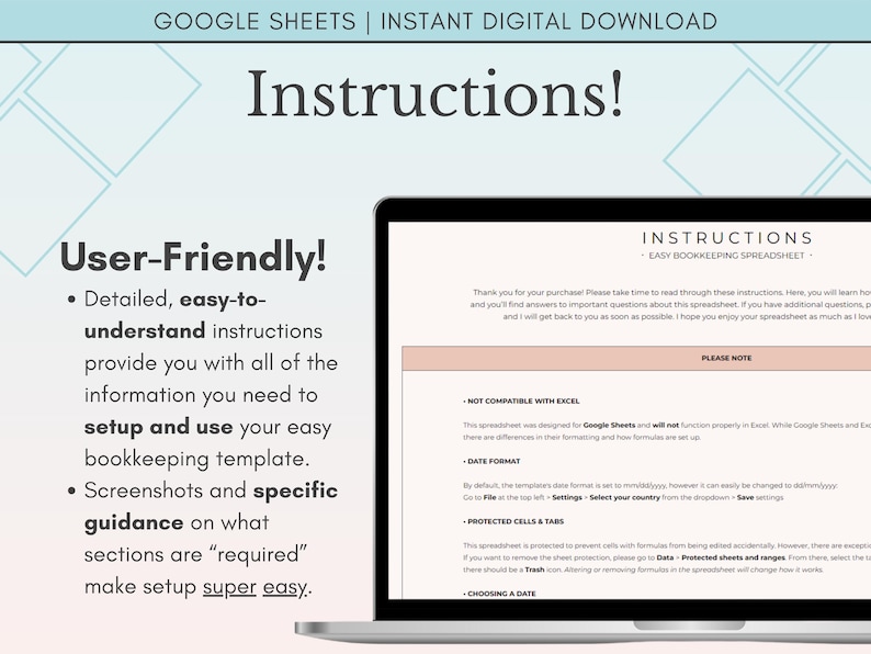 Small Business Bookkeeping Spreadsheet Google Sheets, Income and Expense Tracker, Simple Bookkeeping Template