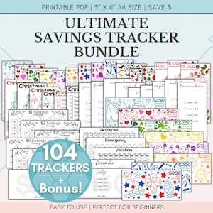 104 Savings Challenge Printables Bundle | A6 Mini Trackers (PDF)