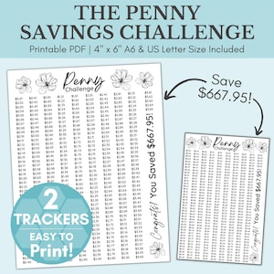 Penny Challenge Printable | Penny Savings Challenge | Low Income Savings Challenge Printable | Low Income Savings | Save 667.95 In 365 Days