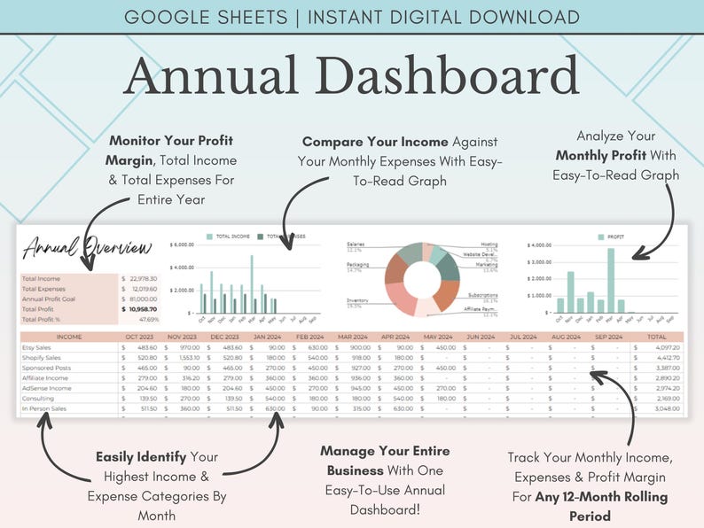 Small Business Bookkeeping Spreadsheet Google Sheets, Income and Expense Tracker, Simple Bookkeeping Template
