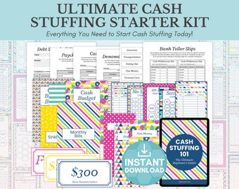 Cash Stuffing Starter Kit Printable, Cash Envelope Budget Binder, Cash Stuffing System for Beginners