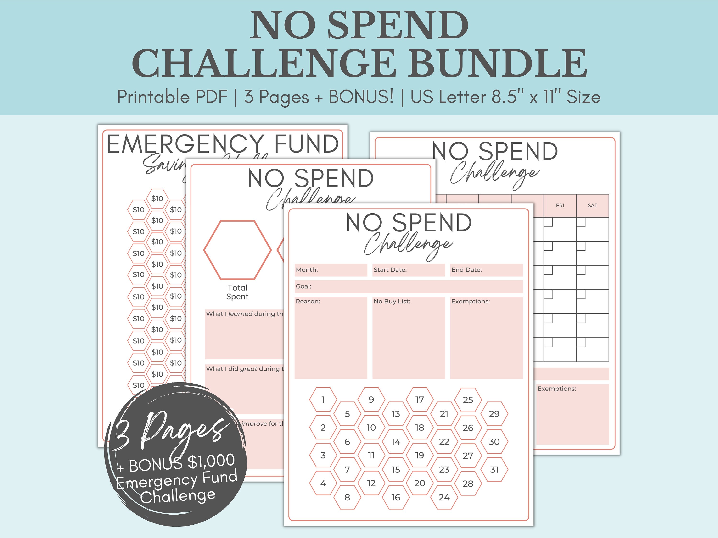 No Spend Calendar - Etsy