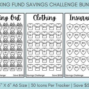 Savings Challenge Printable | Savings Challenge Bundle | A6 Sized Mini Savings Challenge Trackers | 500 Savings Challenge | Set Of 10