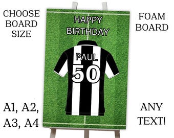 Personalised Printed Black and White Football Theme Birthday Foam Board Event Welcome Sign WEDDING CHRISTENING BIRTHDAY A1 A2 A3 A4