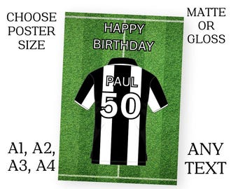 Personalised Birthday Black & White Football Theme Party Sign Poster Banner ANY Names A1 A2 A3 A4 Free Delivery Kids Party Event