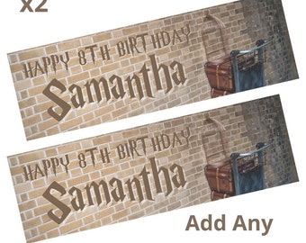 2 x Personalised HARRY POTTER Theme Birthday Banners LARGE Party Poster Free Delivery
