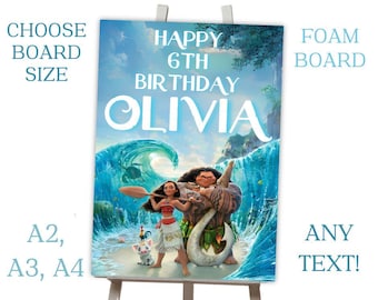 Personalised Disney Moana Theme Printed Foam Board Event Welcome Sign Party WEDDING CHRISTENING BIRTHDAY A1 A2 A3 A4