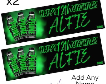 2x PRIME Drink Glowberry Theme Happy Birthday Banner LARGE Poster Any Name Age Free Delivery