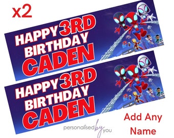 2 x Personalised Spidey Banners LARGE Kids Party Poster Free Delivery