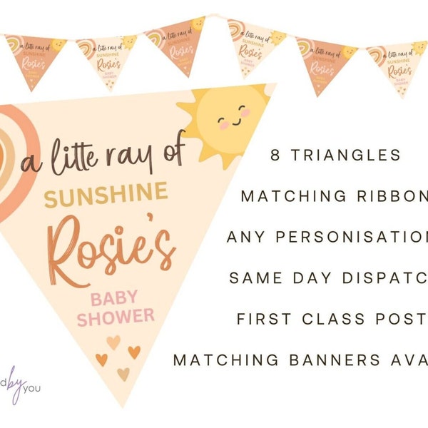 Personalised Sunshine Rainbow Baby Shower BIRTHDAY Party Banner Decoration Bunting FREE DELIVERY