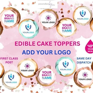 EDIBLE Cupcake CAKE Toppers Personalised LOGO Business Printed Icing or Rice Wafer 2"