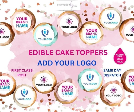 EDIBLE Cupcake CAKE Toppers Personalised LOGO Business Printed Icing or Rice Wafer 2"