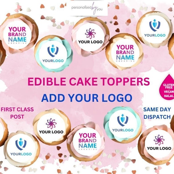 EDIBLE Cupcake CAKE Toppers Personalised LOGO Business Printed Icing or Rice Wafer 2"