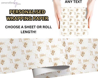 Personalised Gold Theme HAPPY BIRTHDAY Gift Wrapping Paper Add Any Name & Age