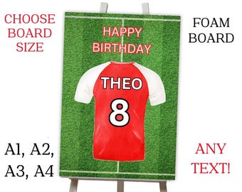 Personalised Printed Red & White Football Theme Birthday Foam Board Event Welcome Sign WEDDING CHRISTENING BIRTHDAY A1 A2 A3 A4