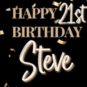 2 x Personalised Birthday Banners Large Gold & Black Add Name Age Free Delivery image 2
