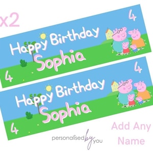 2 x Personalised Peppa Pig THEME Birthday Banners LARGE Kids Party Poster Free Delivery