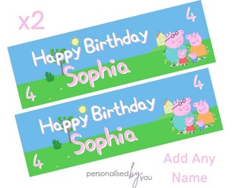 2 x Personalised Peppa Pig THEME Birthday Banners LARGE Kids Party Poster Free Delivery