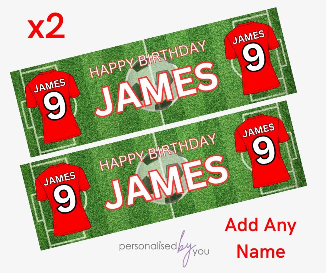 2 X Personalised Birthday Banners Large RED Football Add Name Etsy