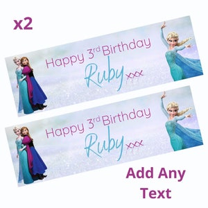 2 x Personalised Disney Princess ANNA ELSA Frozen Birthday Banners LARGE Kids Party Poster Free Delivery