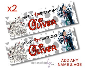 2 x Personalised 101 DALMATIANS Banners LARGE Kids Party Poster Free Delivery