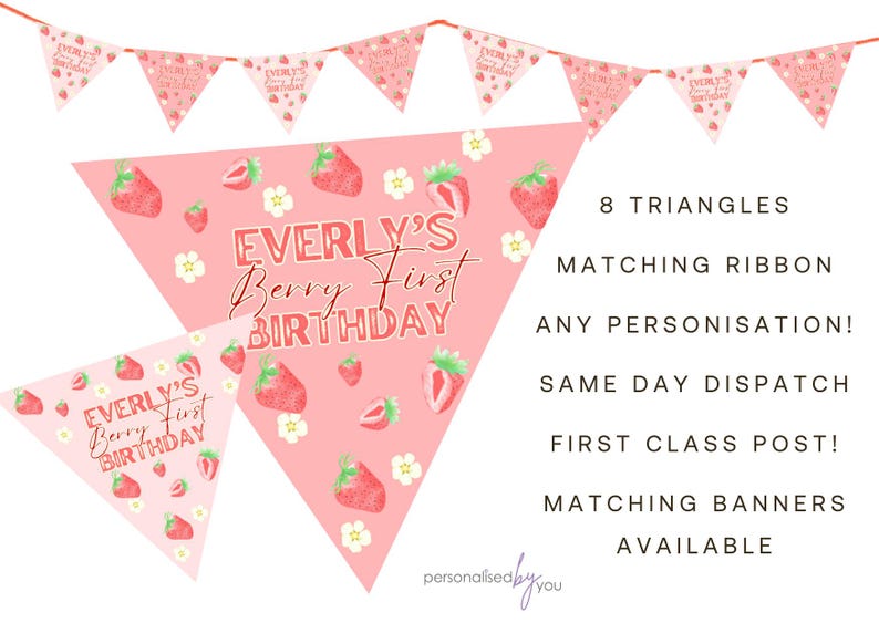 berry first birthday bunting