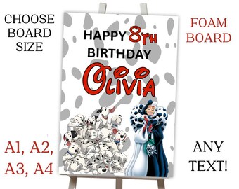 Personalised Disney 101 Dalmatians Printed Foam Board Event Welcome Sign WEDDING CHRISTENING BIRTHDAY A1 A2 A3 A4