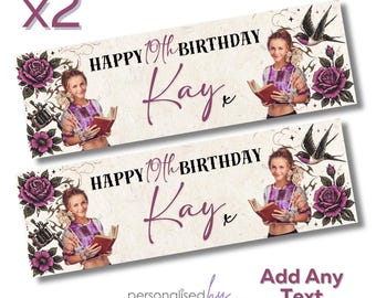 2x Personalised Tattoo Theme Banner LARGE Party Poster Add ANY Text Free Delivery