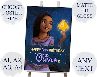 Cumpleaños personalizado Disney Wish Star Ash Party Sign Poster Banner CUALQUIER nombre A1 A2 A3 A4 Entrega gratuita Boda Baby Shower Bautizo