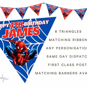 Personalised SPIDERMAN Theme Birthday Party Banner Decoration Bunting FREE DELIVERY
