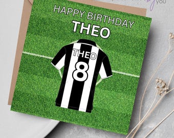 Personalised Black & White Football Theme Happy Birthday Card Any Name Free Delivery Including Envelope