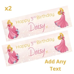 2 x Personalised Disney Princess Aurora Sleeping Beauty Birthday Banner LARGE Kids Party Poster FREE DELIVERY