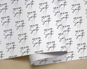 Personalised Wedding MR & MR Groom Gift Wrapping Paper Add Any Name