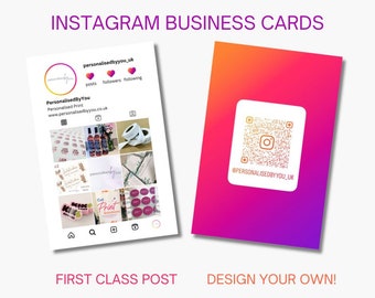 Personalised Printed INSTA Instagram Business Cards Create your own! ADD Own Text & LOGO Free Delivery